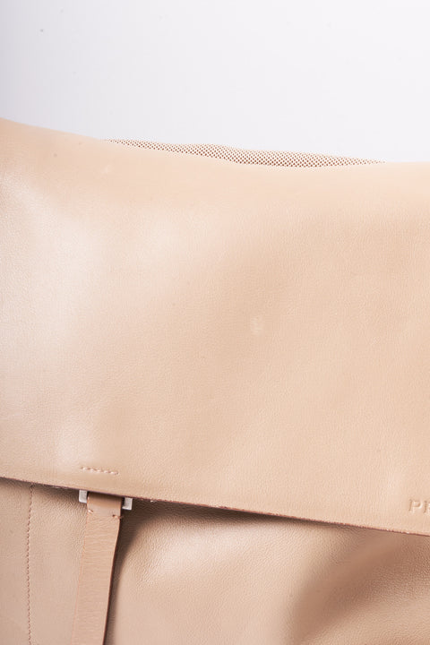 Prada Shoulder Bag Leather Nylon Beige