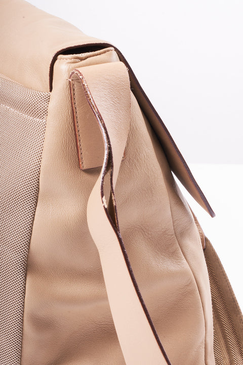 Prada Shoulder Bag Leather Nylon Beige