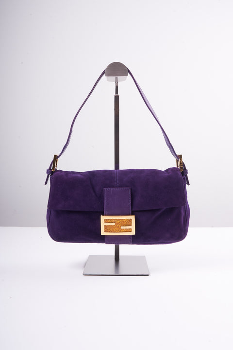 Fendi Baguette Suede Purple Bag