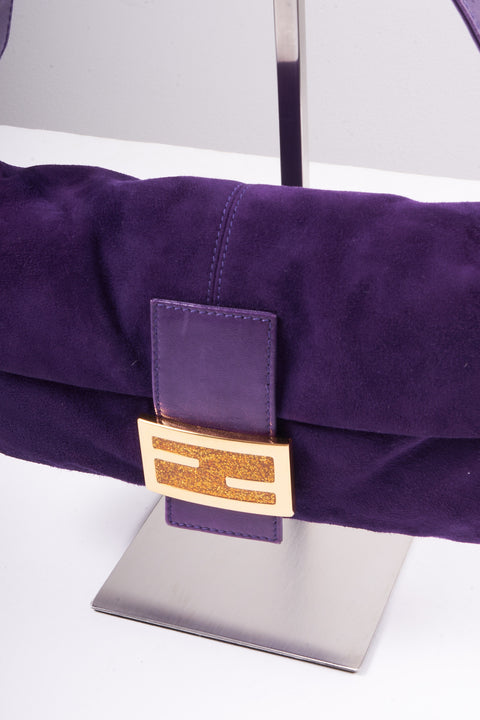 Fendi Baguette Suede Purple Bag