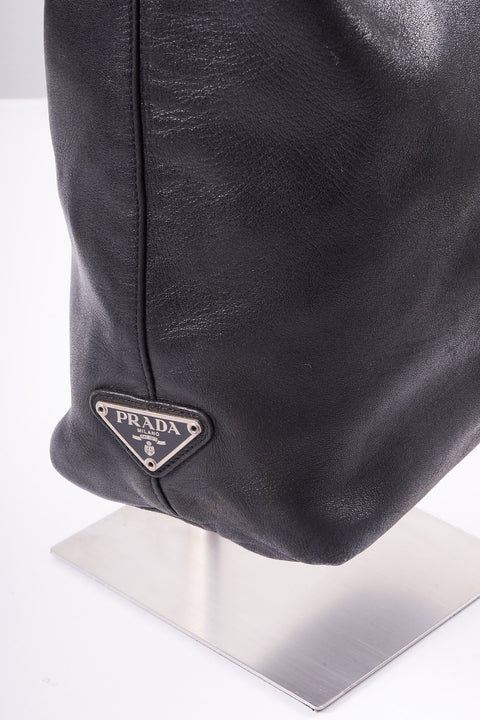 Prada Shoulder Bag Leather Black