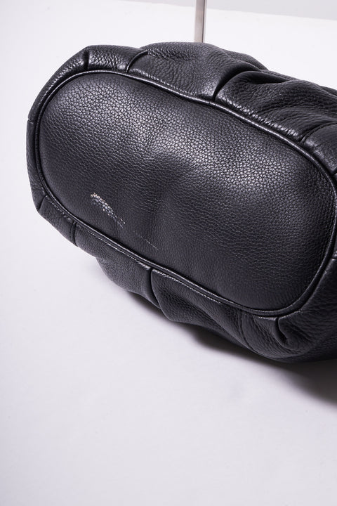 Gucci Hand Bag Leather 1way Black Gold