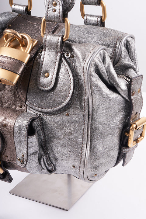 Chloe paddington Hand Bag Leather Silver