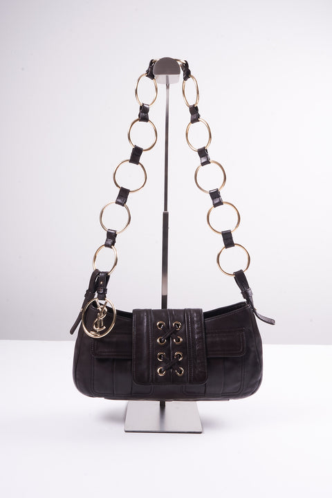 YSL Vintage Brown Leather Chain Shoulder Bag