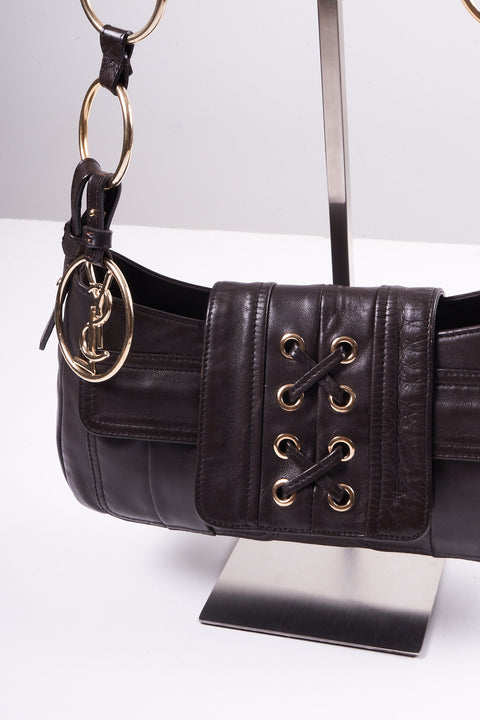 YSL Vintage Brown Leather Chain Shoulder Bag