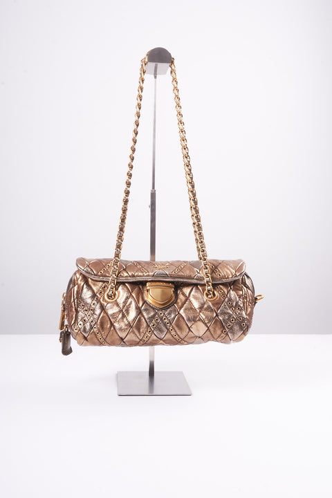 Prada Chain Shoulder Bag Leather Gold