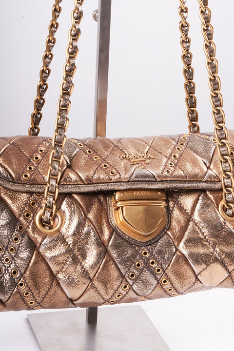 Prada Chain Shoulder Bag Leather Gold