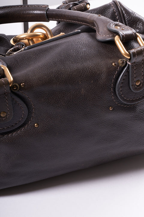 Chloe Paddington Shoulder Bag Leather Brown Gold Silver