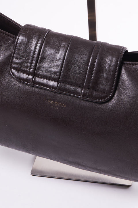 YSL Vintage Brown Leather Chain Shoulder Bag