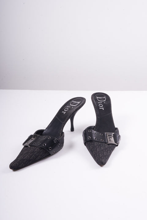 Dior Black Monogram Mules