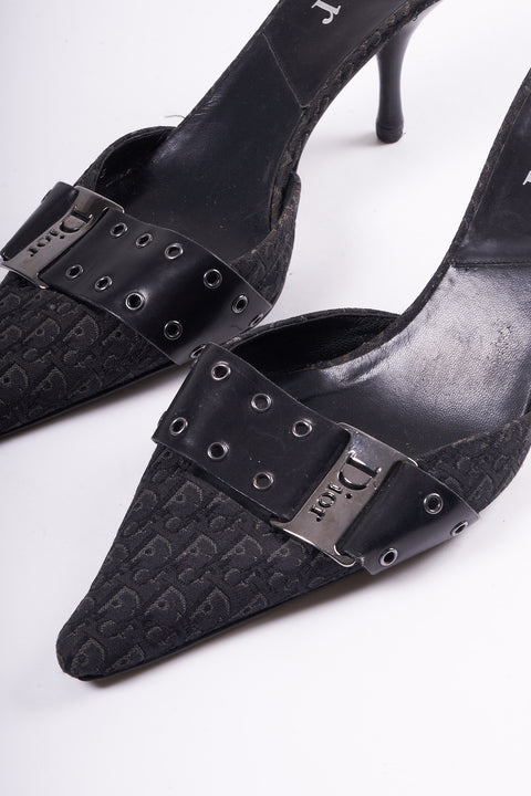 Dior Black Monogram Mules