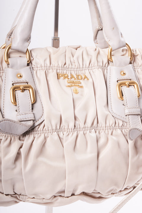 Prada Hand Bag Nylon 2way Gray Gold