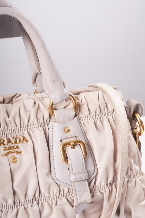 Prada Hand Bag Nylon 2way Gray Gold