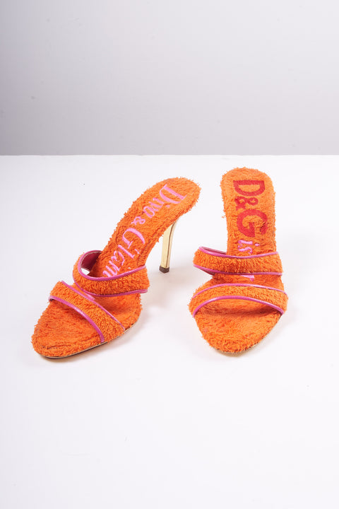 Dolce & Gabbana Furry Orange Heels Size 39
