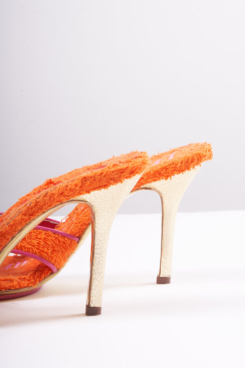 Dolce & Gabbana Furry Orange Heels Size 39