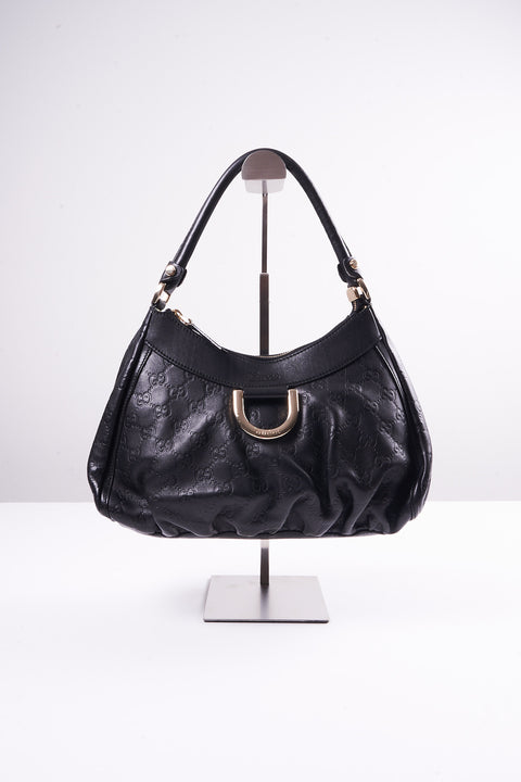 Gucci Abbey Gold Hardware Black Leather