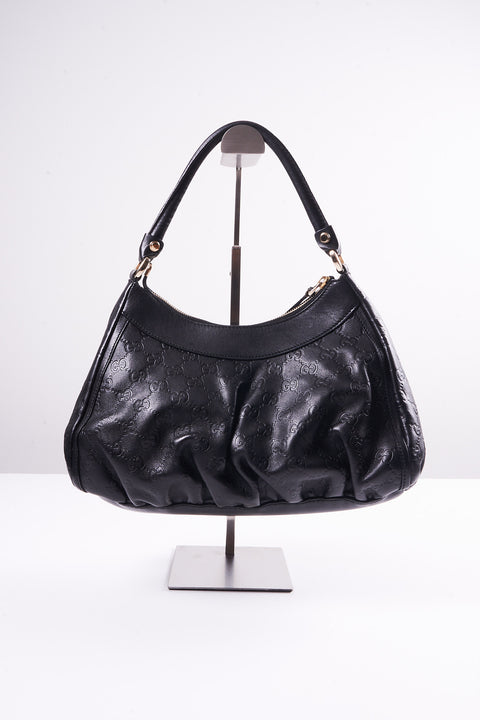 Gucci Abbey Gold Hardware Black Leather