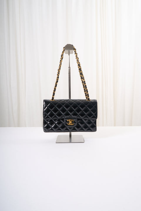 Chanel Matellasé Double Flap Balck Patent Leather
