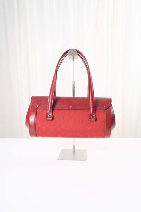 Gucci Bamboo GG Canvas&Leather Red Bag