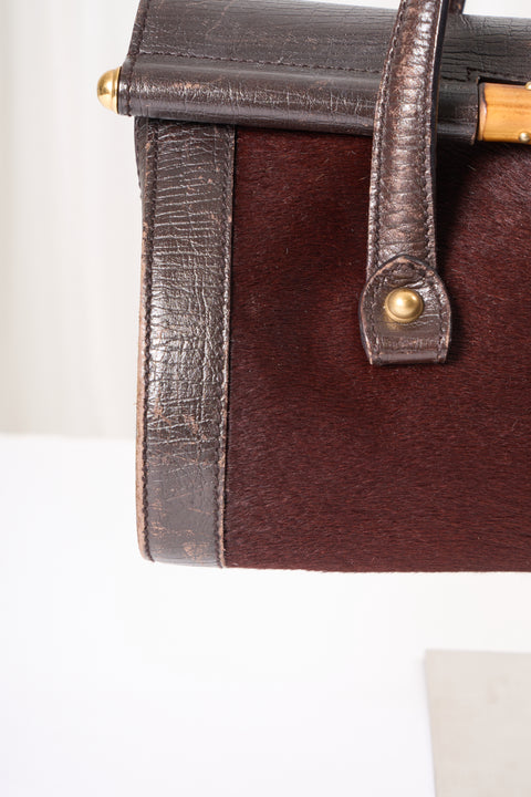 Gucci Bamboo Bullet Dark Brown Pony Hair Bag