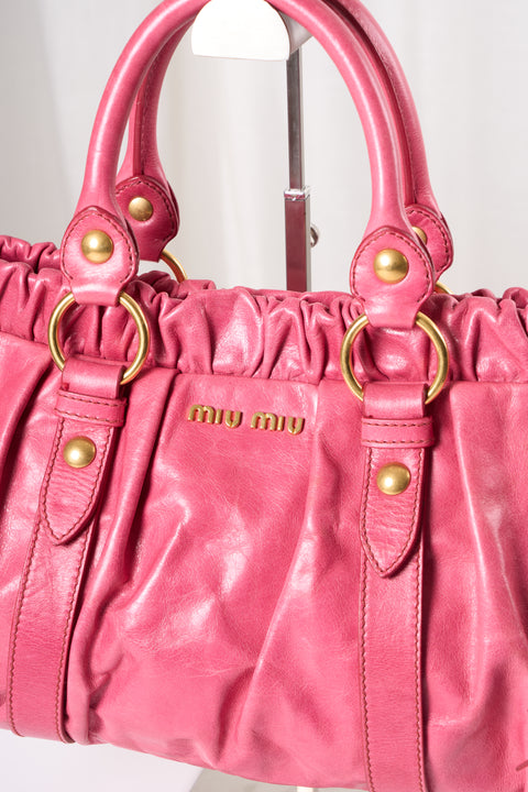 Miu Miu Vitello Pink Leather Shoulder Bag
