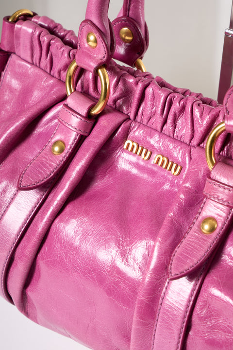 Miu Miu Vitello Pink Calfskin Leather Bag