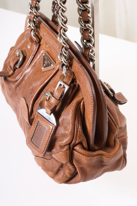 Prada Brown Leather Shoulder Bag