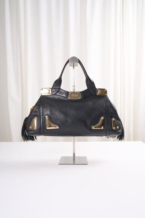 Gucci Indie Bamboo Tussel Leather Black Handbag