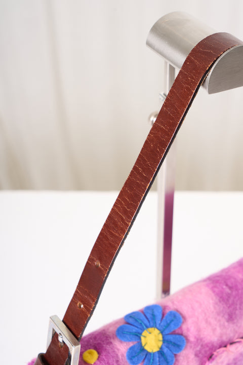 Fendi Baguette Purple Velvet Shoulder Bag