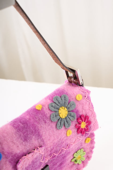 Fendi Baguette Purple Velvet Shoulder Bag