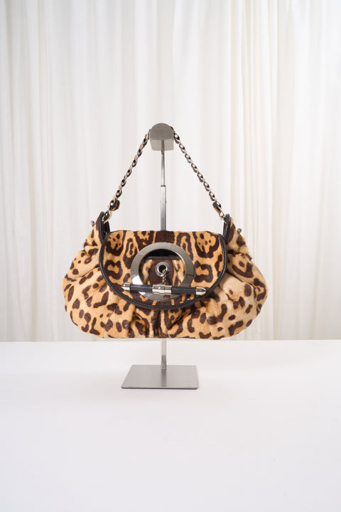 Dior Leopard Print Jazzclub Shoulder Bag w/Pouch