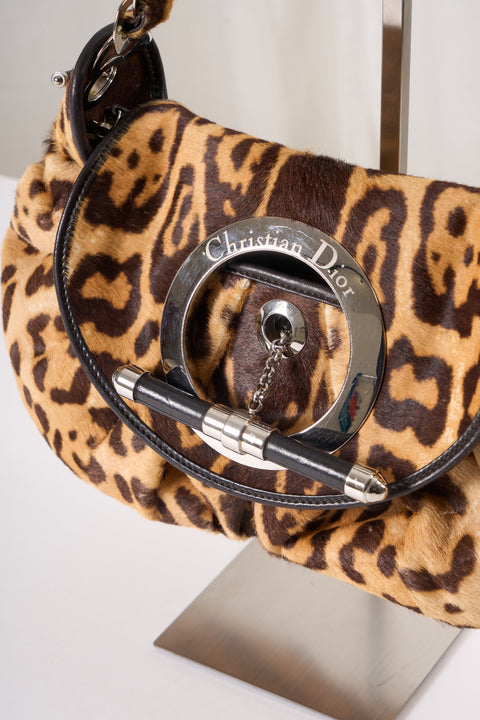 Dior Leopard Print Jazzclub Shoulder Bag w/Pouch