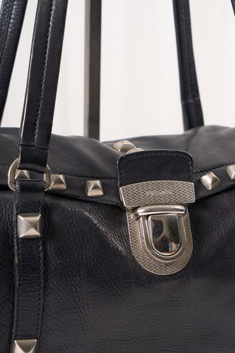 Prada Vitello Black Calfskin Leather Shoulder Bag