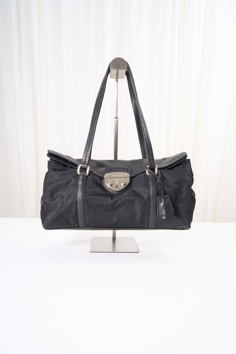 Prada Black Nylon&Leather Shoulder Bag