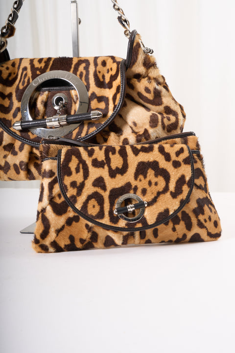 Dior Leopard Print Jazzclub Shoulder Bag w/Pouch