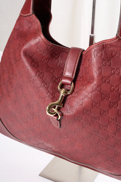 Gucci Guccissima Red Leather Hobo Bag