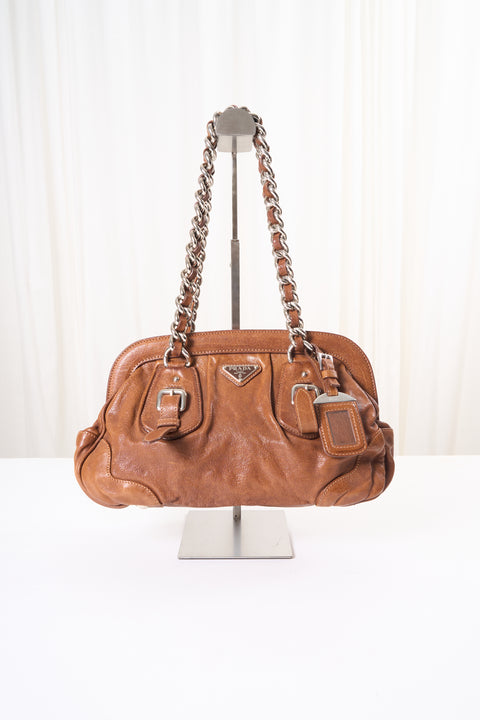 Prada Brown Leather Shoulder Bag