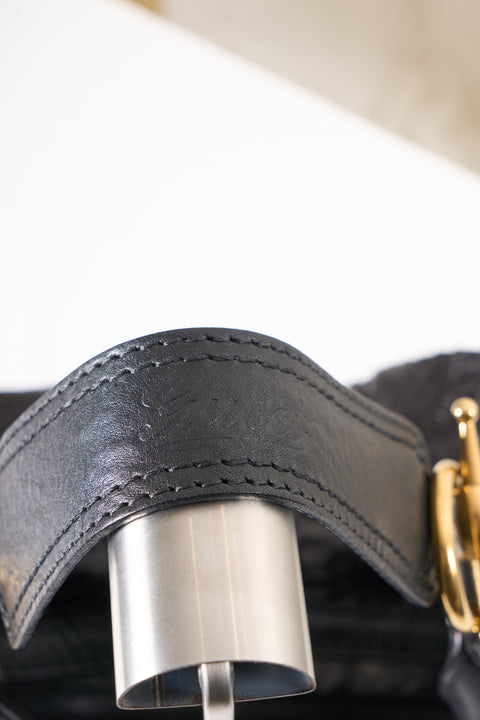 Gucci Black Embossed Leather Shoulder Bag