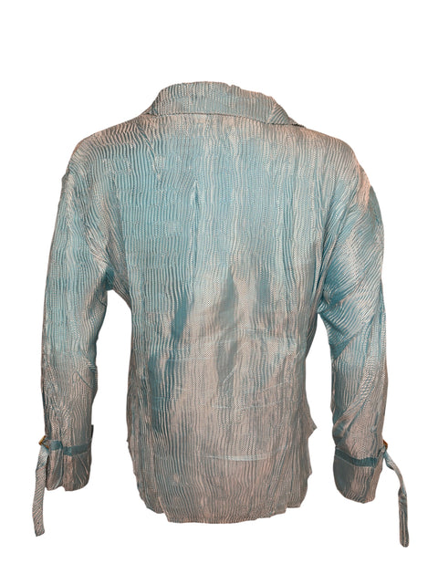 Roberto Cavalli Blue Plissed Shirt