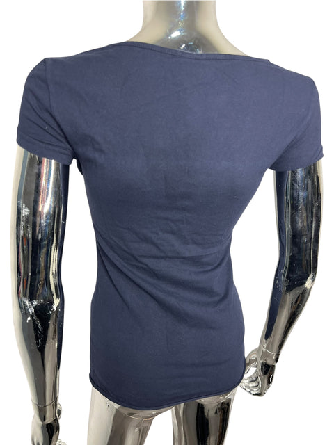 Royal Die Navy Blue Cotton Transparent Top