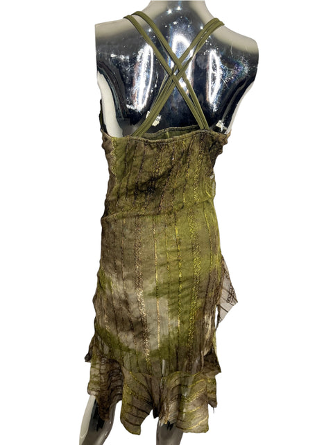 Vintage Green Camo Mesh Dress