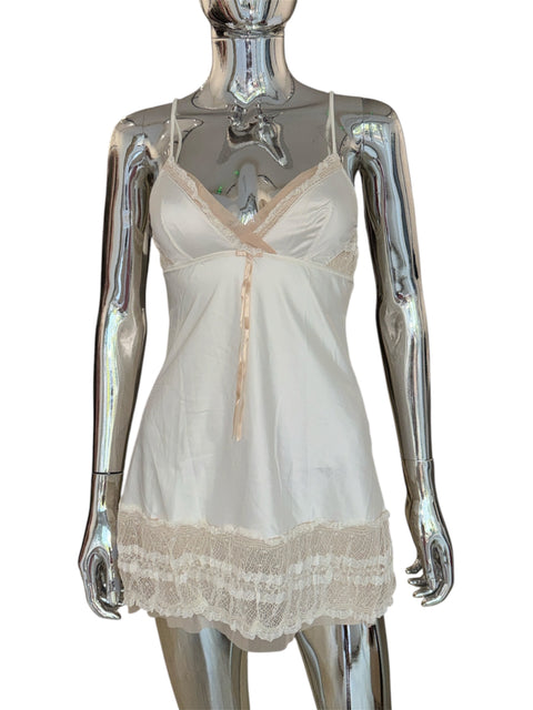 Valery Cream Slip Dress With Lace Details
