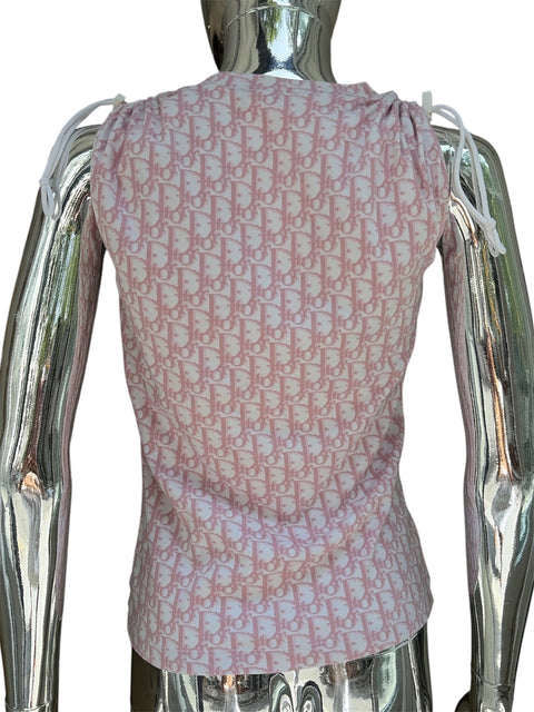 Christian Dior Pink Monogramme White Flower Top