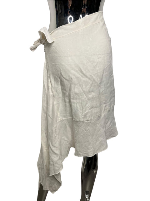 Vintage White Linen Asymmetric Skirt