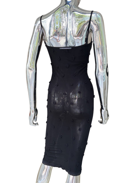 Marithé + François Girbaud Black Flower Embellished Midi Dress