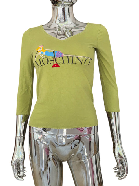 Moschino Lingerie Green Logo Quarter Sleeve