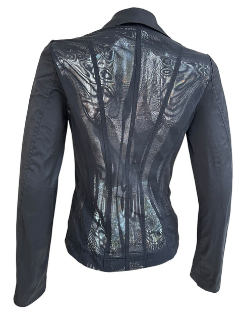 Vintage Sheer Structured Black Blouse
