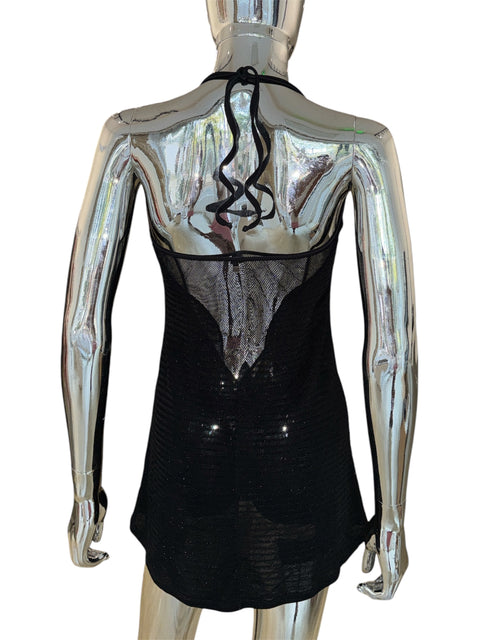 Vintage Black Mesh Minidress With Transparencies