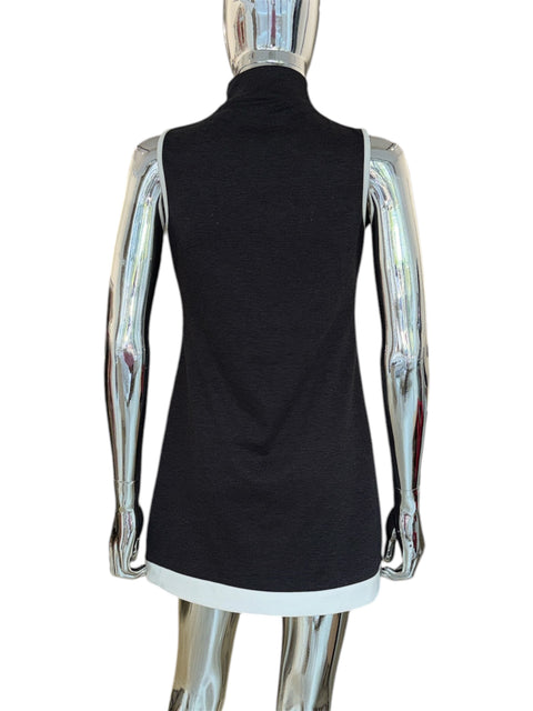 Viviana Gray High-Neck Dress With Buttons