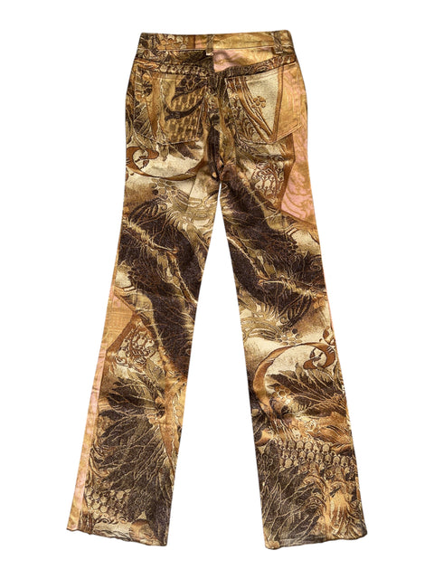 Roberto Cavalli Gold Floral Print Jeans